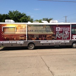 Aggieland Outfitters Dallas Bus Wrap