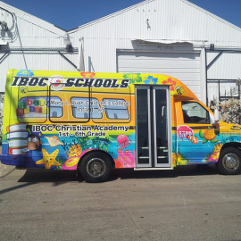 Christian Bible school transportation van advertising