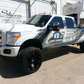 Roofing company truck wrap