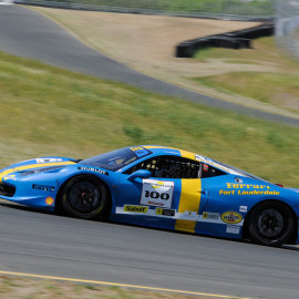 Blue and yellow race car wraps