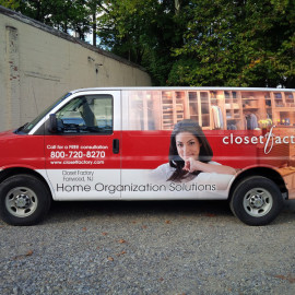 Mobile billboard on van for home organization solutions company