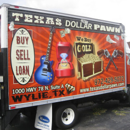 Mobile Truck Wrapping Advertising for Texas Dollar Pawn