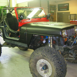 Matte Black and Red Jeep Wrap