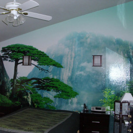 Custom waterfall wall mural