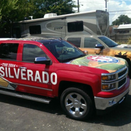 Texas Rangers Chevy Silverado truck wrap