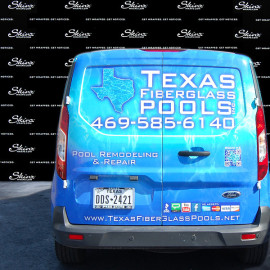 Texas Fiberglass Pools Van Wrapping Advertisement